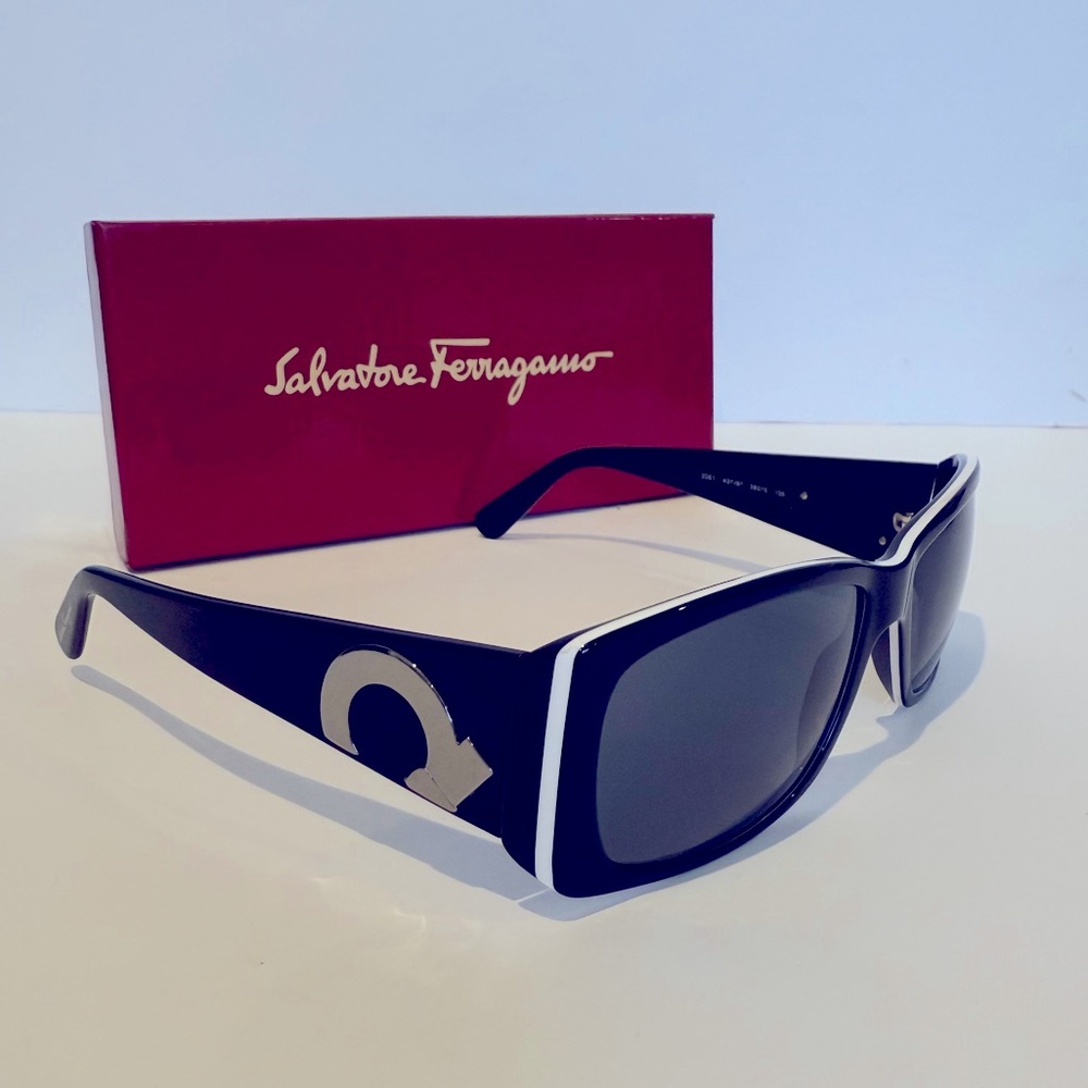 Salvatore Ferragamo Black and White Sunglasses EUC